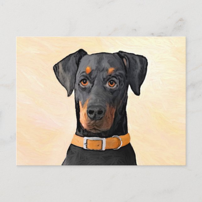 Carte Postale Doberman Pinscher Peinture non découpée Art origin (Devant)