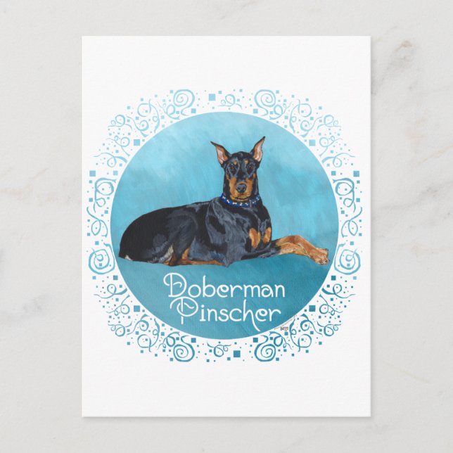 Carte Postale Dobermann Pinscher noir (Devant)