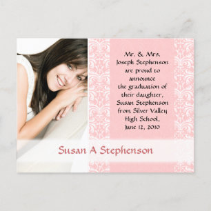 Carte postale d'obtention du diplôme, assez rose