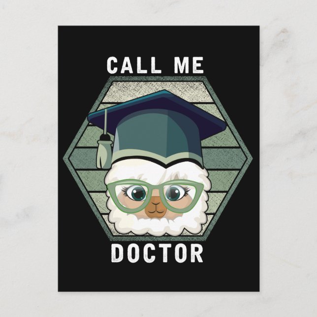 Carte Postale Docteur diplômé PHD Lama Alapaca drôle (Devant)