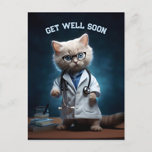 Carte Postale Docteur Kitten Rétablissez-Vous Vite (Devant)