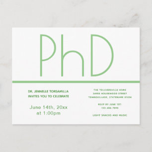 Carte Postale Doctorat White Green Graduation Party