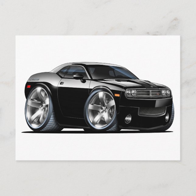 Carte Postale Dodge Challenger Black Car (Devant)