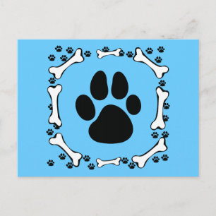 Carte Postale Dog Paws and Dog Bones