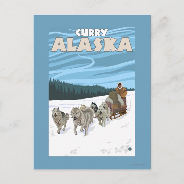 Carte Postale Dog Sledding Scene - Curry, Alaska (Devant)