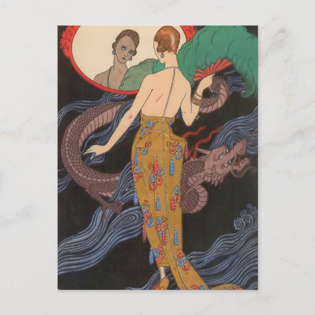 Carte Postale Dogaresse Gown du soir par George Barbier (Devant)