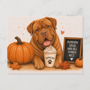 Carte Postale Dogue de Bordeaux Cozy Pumpkin Spice