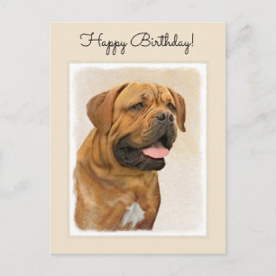 Carte Postale Dogue de Bordeaux Peinture - Cute Original Chien A