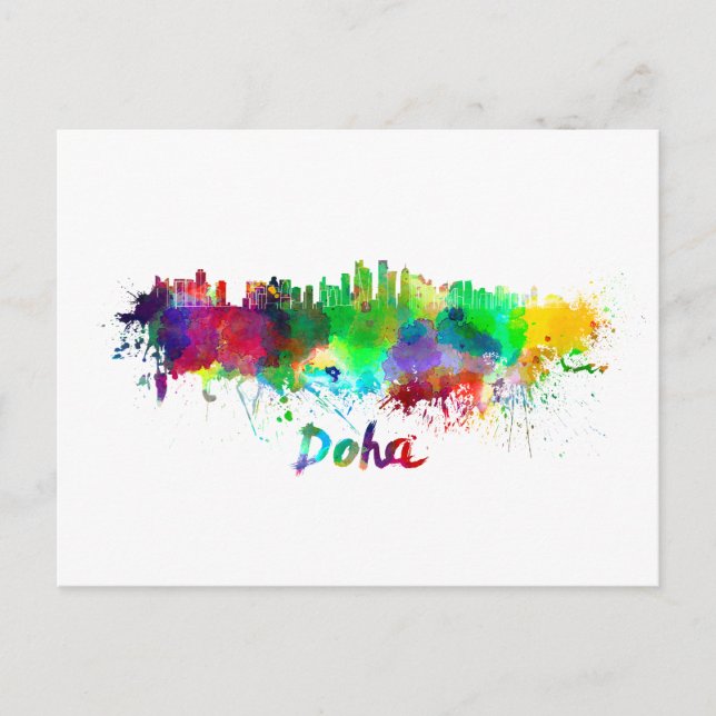 Carte Postale Doha skyline in watercolor (Devant)