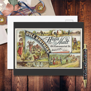 Carte Postale Dole Brothers Ad Hops et Malt Ephemeral