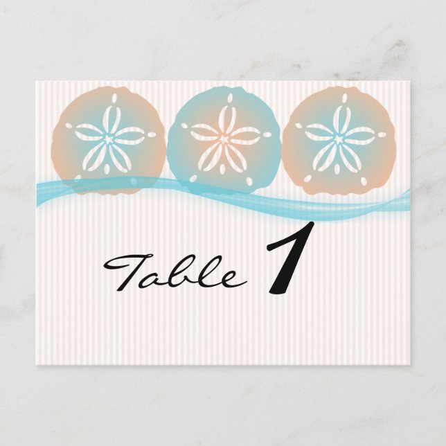 Carte Postale Dollars de pêche et de sable bleu Numéro de tablea (Devant)
