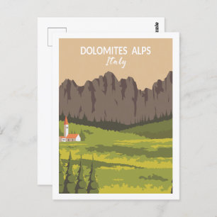 Carte Postale Dolomites Alpes Italie Lieu de voyage Illustration