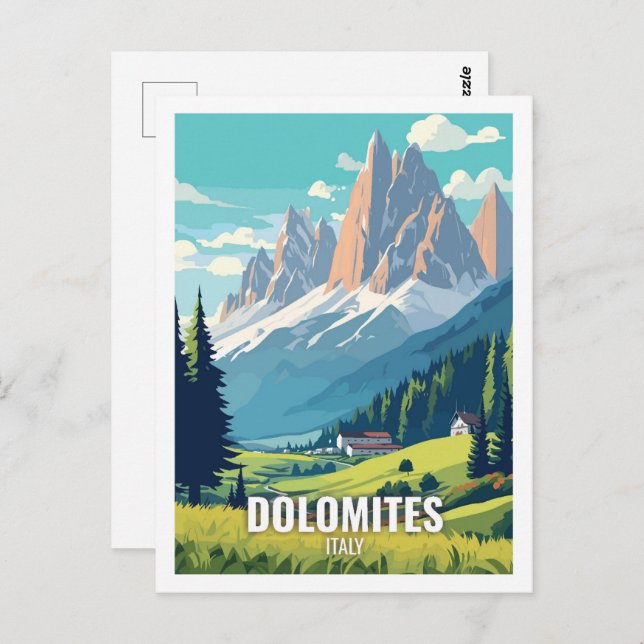 Carte Postale Dolomites Italie célèbres lieux de voyage (Devant / Derrière)