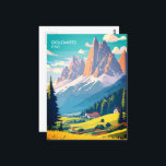 Carte postale Dolomites Italie Vintage voyage<br><div class="desc">Carte postale Dolomites Italie Vintage voyage Que vous soyez un globe trotter qui se souvient de vos aventures italiennes ou un passionné d'art appréciant la beauté des Dolomites,  cette carte postale Vintage voyage sert de souvenir délicieux qui capture l'essence de cette destination emblématique.</div>