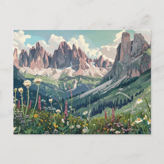 Carte Postale Dolomites, Italie Voyage Rétro (Devant)