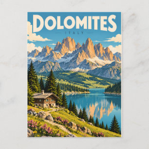 Carte Postale Dolomites Vintage Italie Lac de Montagne