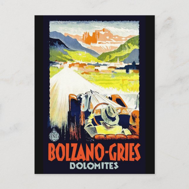 Carte Postale Dolomites, Voiture sur la route, Italie. Vintage (Devant)