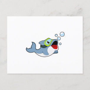 Carte Postale Dolphin at Diving with Water bubbles.PNG