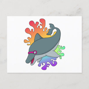 Carte Postale Dolphin at Swimming with Swimming goggles