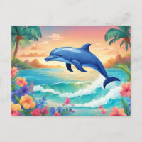 Dolphin et belle île tropicale, Hibiscus