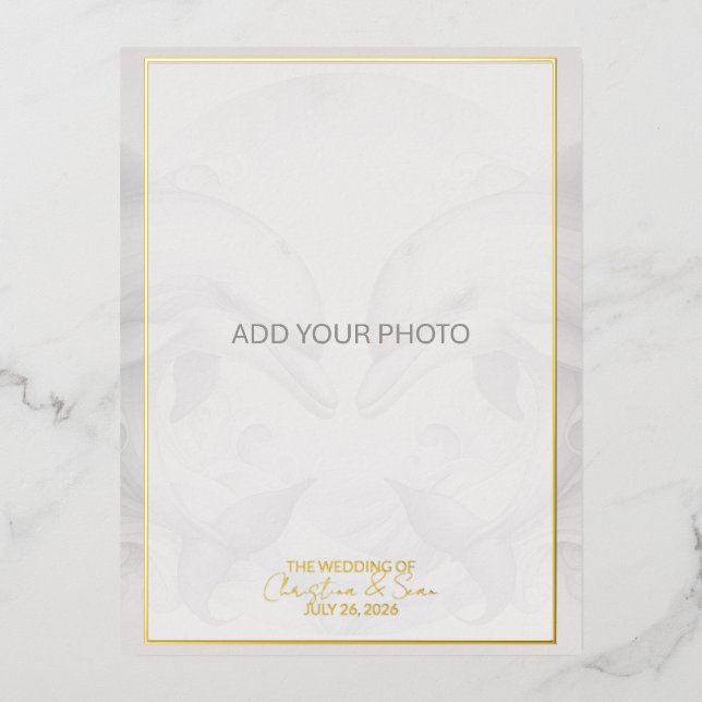 Carte postale Dolphin Faire-part de mariage Foil (Recto)