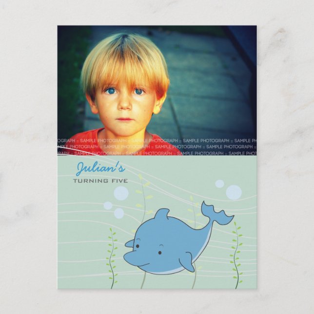 Carte Postale Dolphin Ocean Boys Anniversaire Invitation PostCar (Devant)