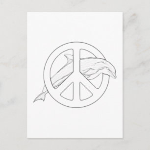 Carte postale Dolphin Peace Sign Adult Coloring