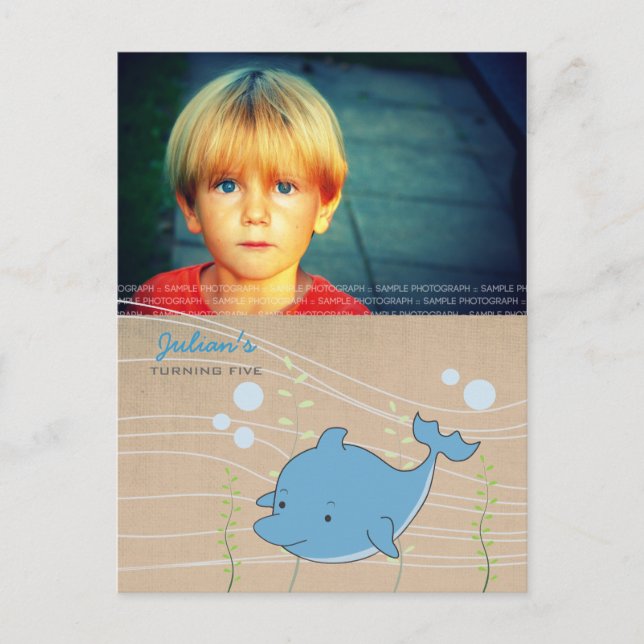 Carte Postale Dolphin Pool Anniversaire Invitation PostCard (Devant)