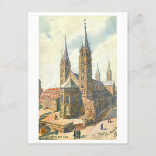 Carte Postale Dom vintage/Cathédrale à Bamberg, Allemagne