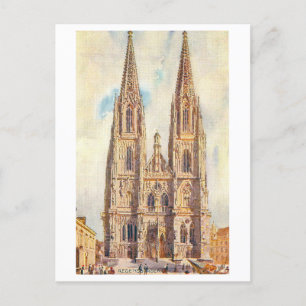 Carte Postale Dom vintage/Cathédrale à Ratisbonne en Allemagne