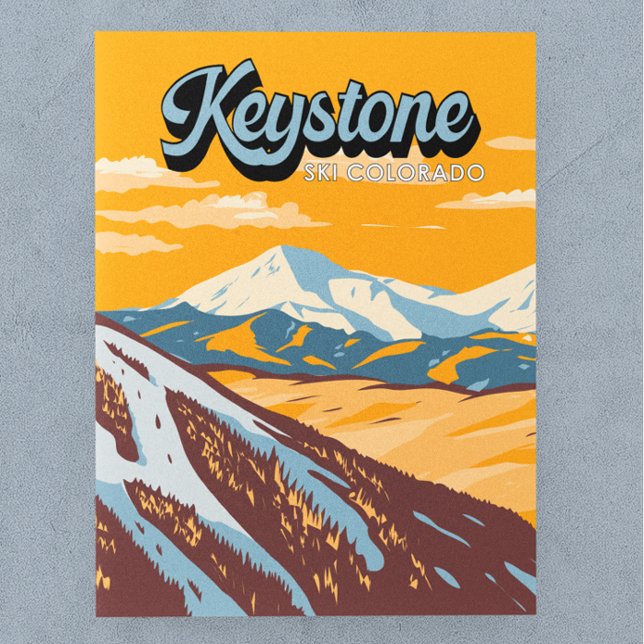 Carte Postale Domaine skiable d'hiver de Keystone Colorado Vinta (Créateur téléchargé)