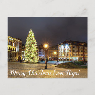 Carte Postale Dôme Carré avec sapin de Noël à Riga