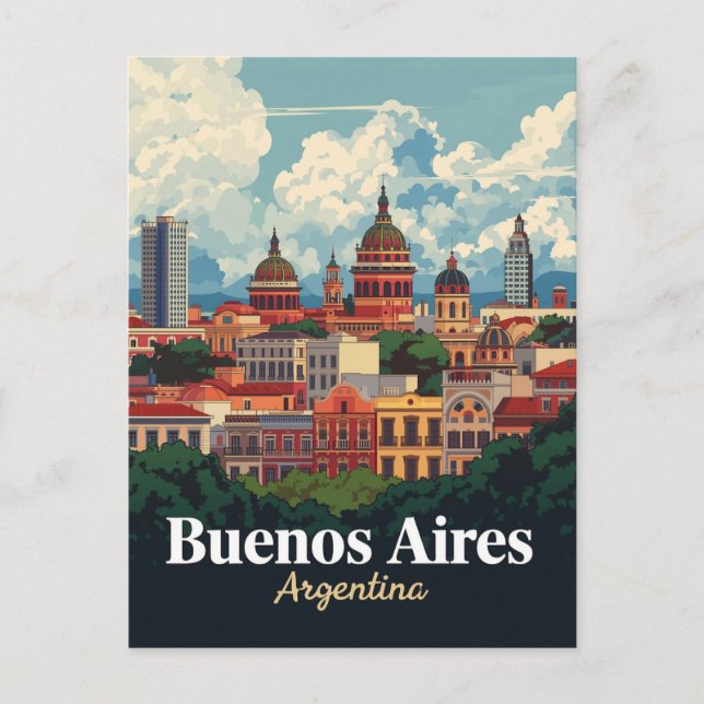 Carte Postale Dômes architecturaux de Buenos Aires (Devant)