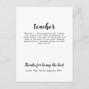 Carte Postale Don d'appréciation pour l'enseignant