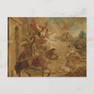 Carte Postale Don Quichotte guidé par la Folie, tapisserie du XV