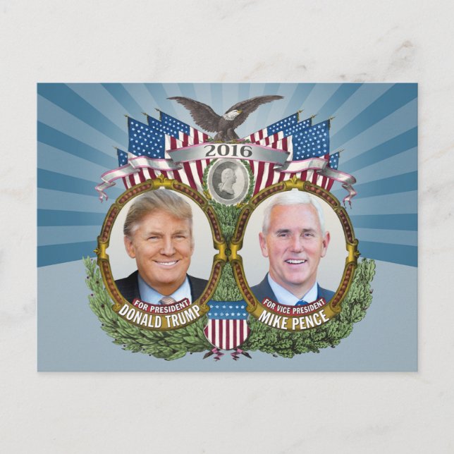 Carte Postale Donald Trump et Mike Pence Jugate Photo Design ble (Devant)