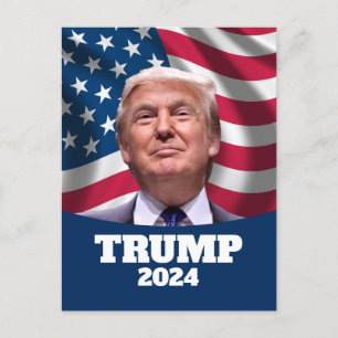 Carte Postale Donald Trump Photo drapeau américain - Président 2
