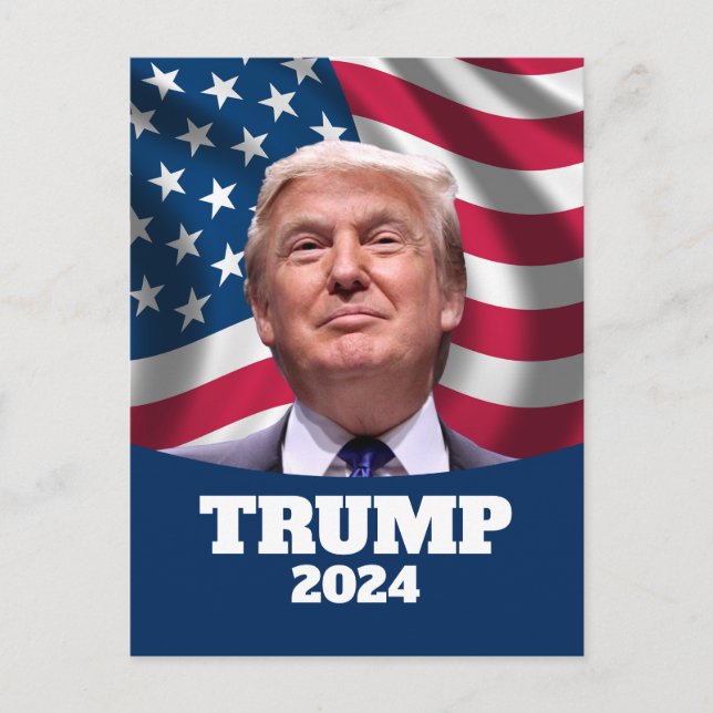 Carte Postale Donald Trump Photo drapeau américain - Président 2 (Devant)