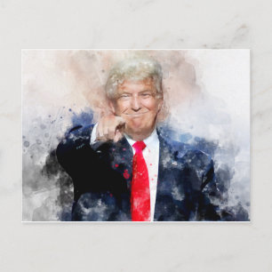 Carte Postale Donald Trump pointant le portrait aquarelle