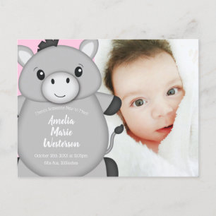 Carte Postale Donkey Baby Faire-part fille rose