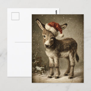Carte Postale Donkey de Noël Vintage