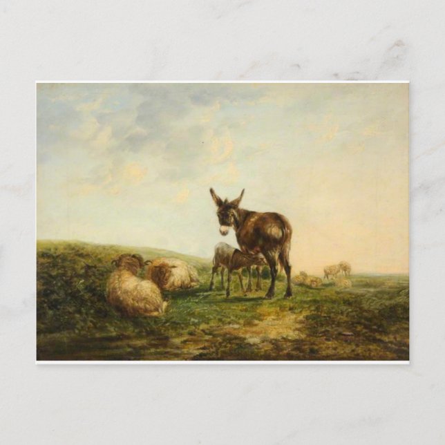 Carte Postale Donkey et Sheep par William Shayer (Devant)