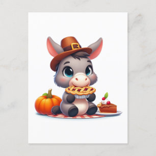 Carte Postale Donkey sucré mange Thanksgiving Pie