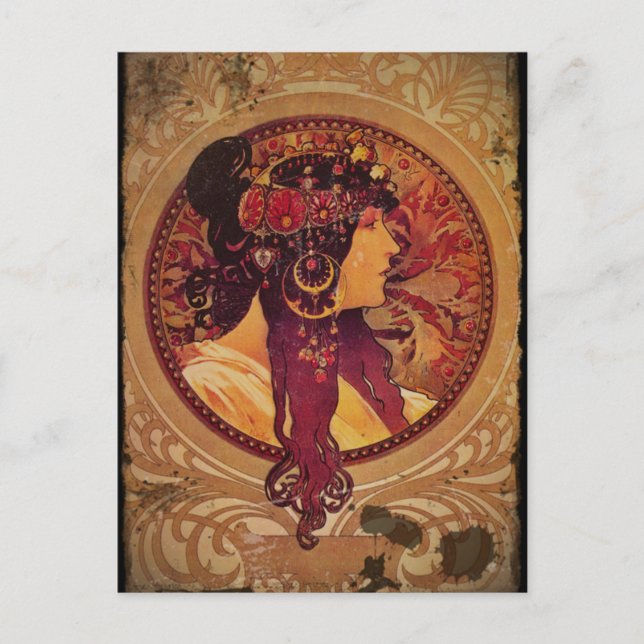 Carte Postale Donna Orechini avec cheveux rouges (Devant)