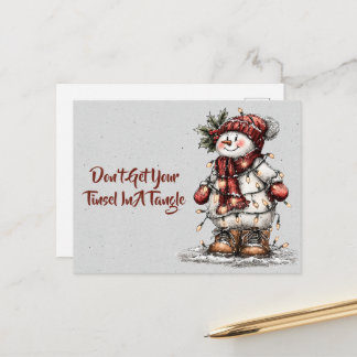Carte Postale Don't Get Your Tinsel In A Tangle Snowman