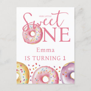 Carte Postale Donut Sweet One Rose 1er Anniversaire
