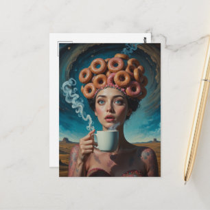 Carte Postale Donuts de petit-déjeuner surréalistes