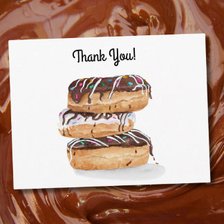 Carte Postale Donuts de remerciement à l'aquarelle