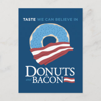 Carte Postale Donuts et Bacon : Goût on peut croire en - bleu