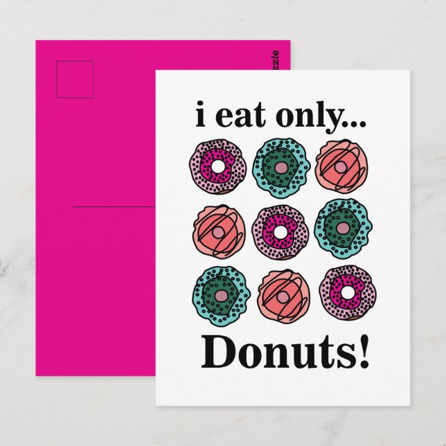 Carte Postale Donuts Je Mange Seulement Des Donuts (Devant / Derrière)